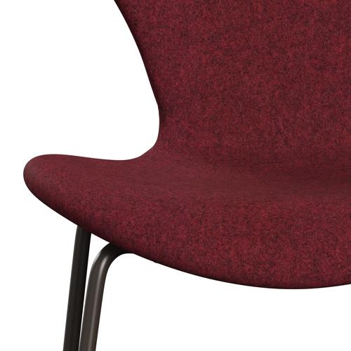 Fritz Hansen 3107 Chair Full Upholstery, Brown Bronze/Divina Md Raspberry