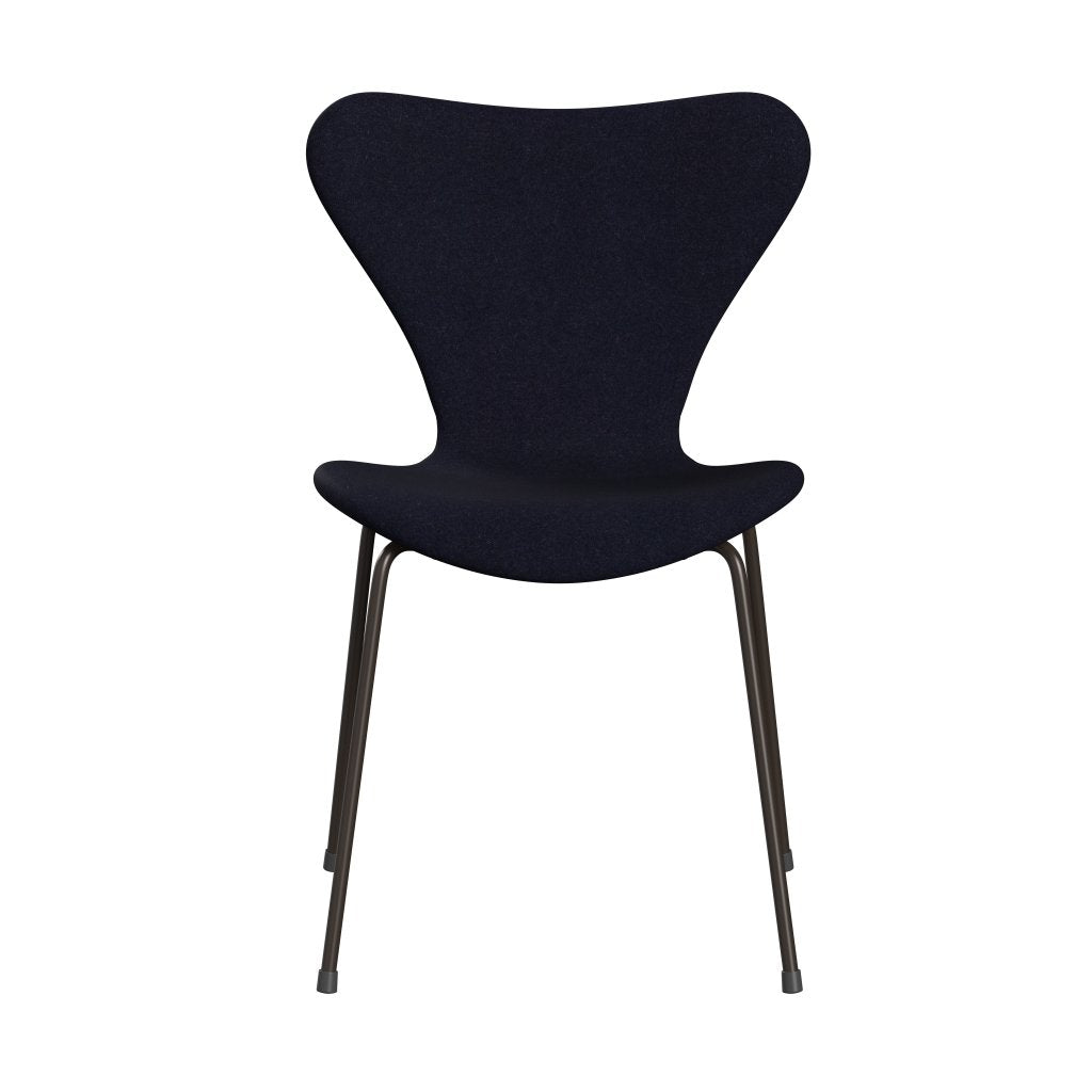 Fritz Hansen 3107 Chair Full Upholstery, Brown Bronze/Divina Md Navy Dark