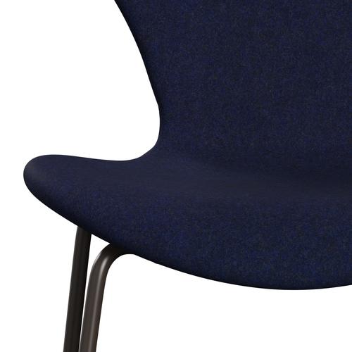 Fritz Hansen 3107 krzesło pełne tapicerka, brązowy brąz/divina MD Midnight Blue