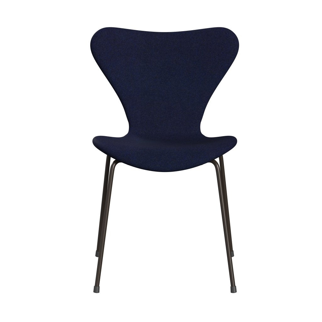 Fritz Hansen 3107 krzesło pełne tapicerka, brązowy brąz/divina MD Midnight Blue