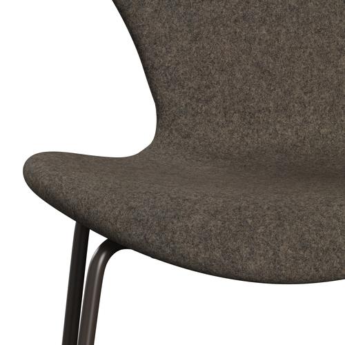 Fritz Hansen 3107 Krzesło pełne tapicerka, brązowy brąz/Divina MD Mole