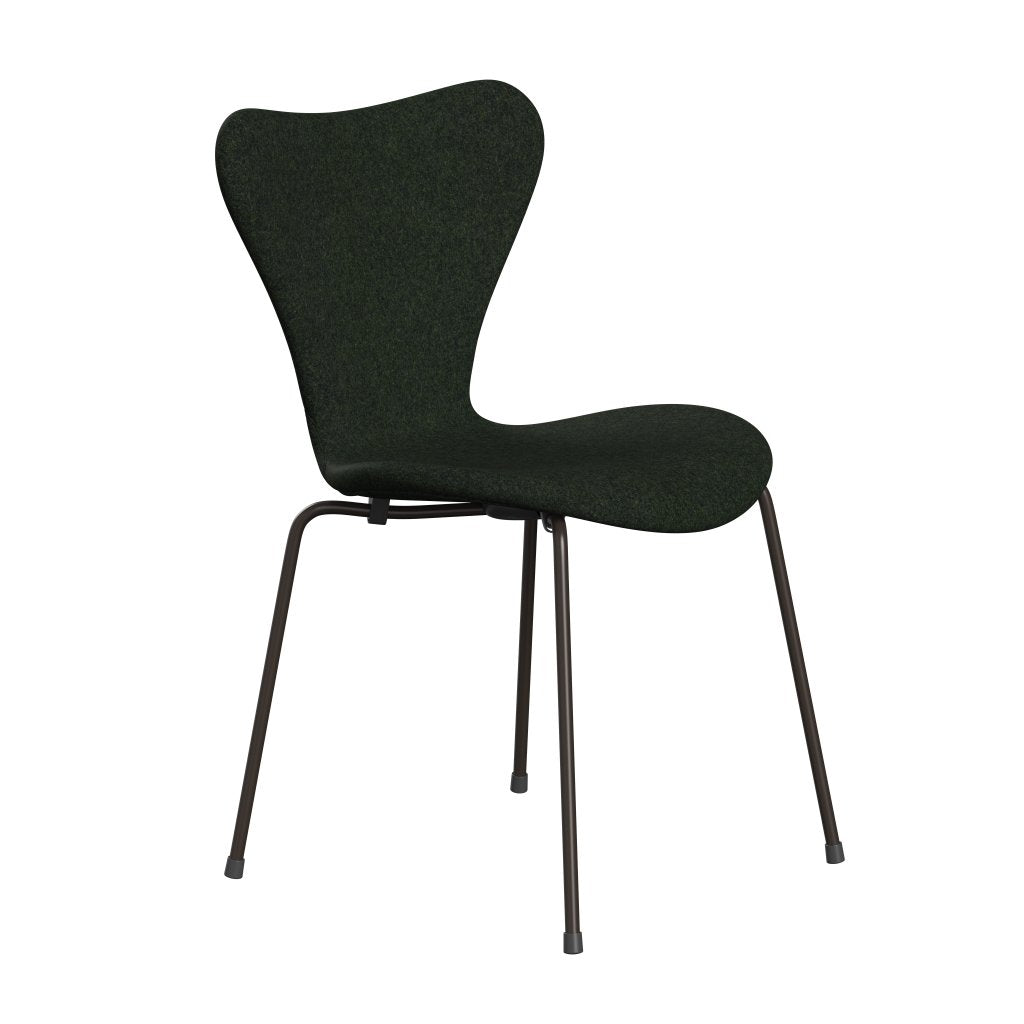 Fritz Hansen 3107 Krzesło pełne tapicerka, brązowy brąz/divina md moss zielony