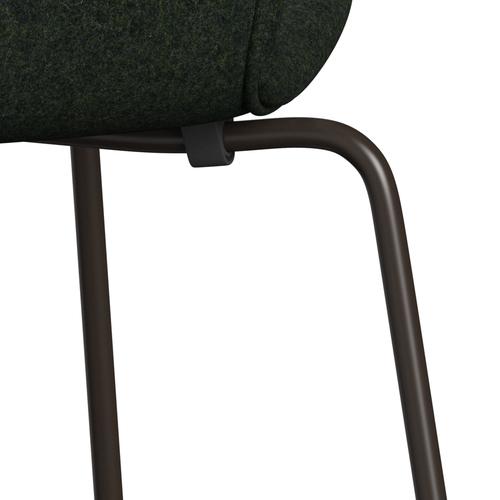 Fritz Hansen 3107 Krzesło pełne tapicerka, brązowy brąz/divina md moss zielony