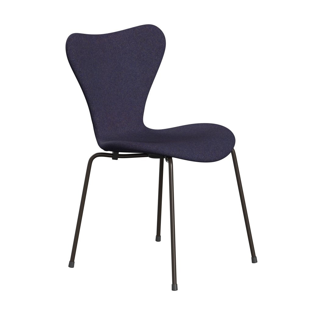 Fritz Hansen 3107 Krzesło pełne tapicerka, brązowy brąz/divina MD Dusty Blue