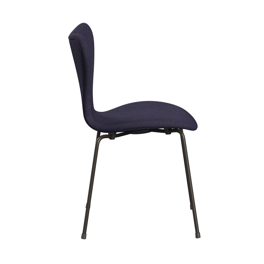 Fritz Hansen 3107 Krzesło pełne tapicerka, brązowy brąz/divina MD Dusty Blue