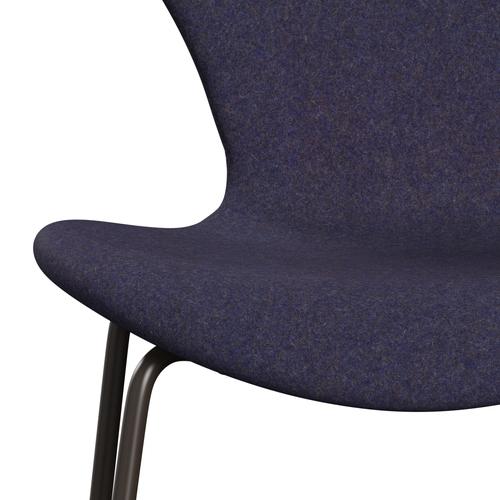 Fritz Hansen 3107 Krzesło pełne tapicerka, brązowy brąz/divina MD Dusty Blue