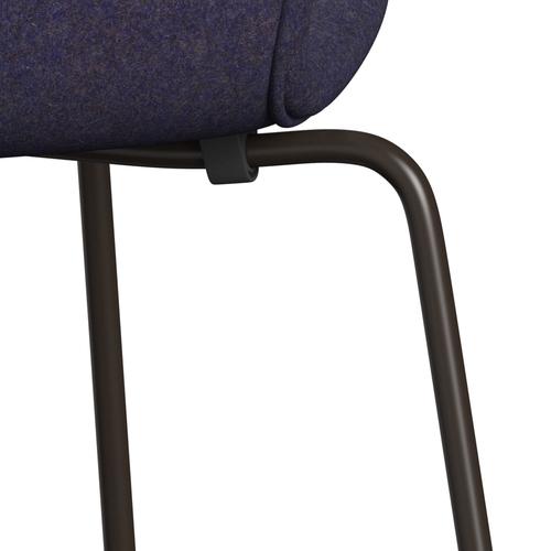 Fritz Hansen 3107 Krzesło pełne tapicerka, brązowy brąz/divina MD Dusty Blue