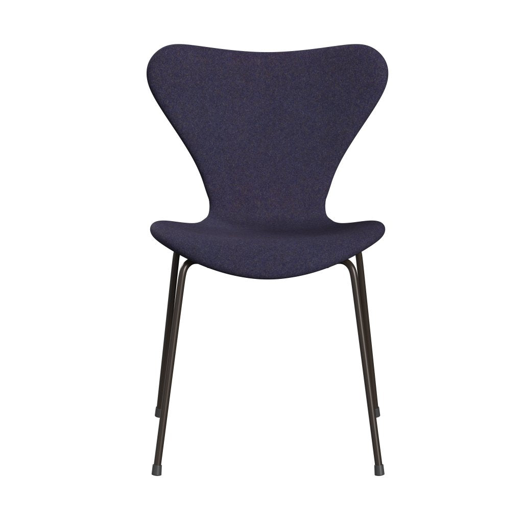 Fritz Hansen 3107 Krzesło pełne tapicerka, brązowy brąz/divina MD Dusty Blue