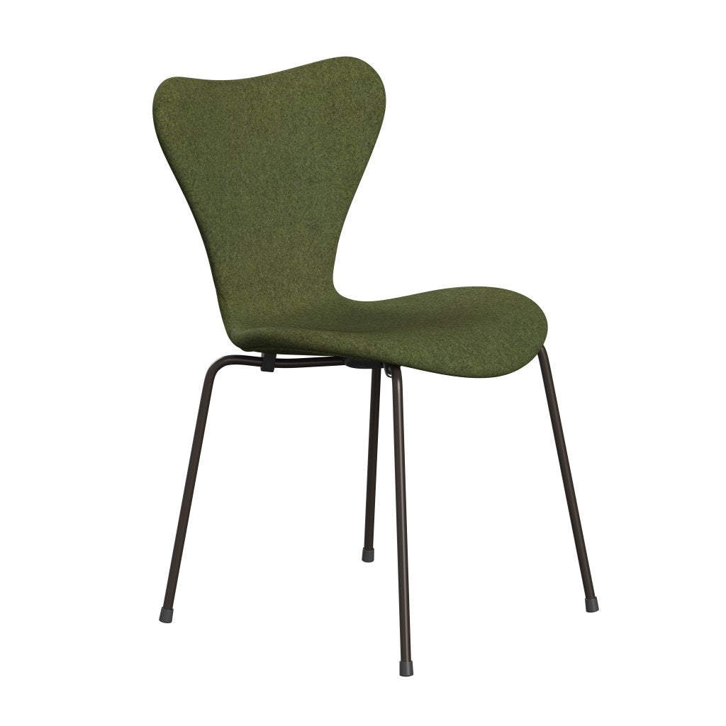 Fritz Hansen 3107 Krzesło pełna tapicerka, brązowy brąz/Divina MD Winter Green