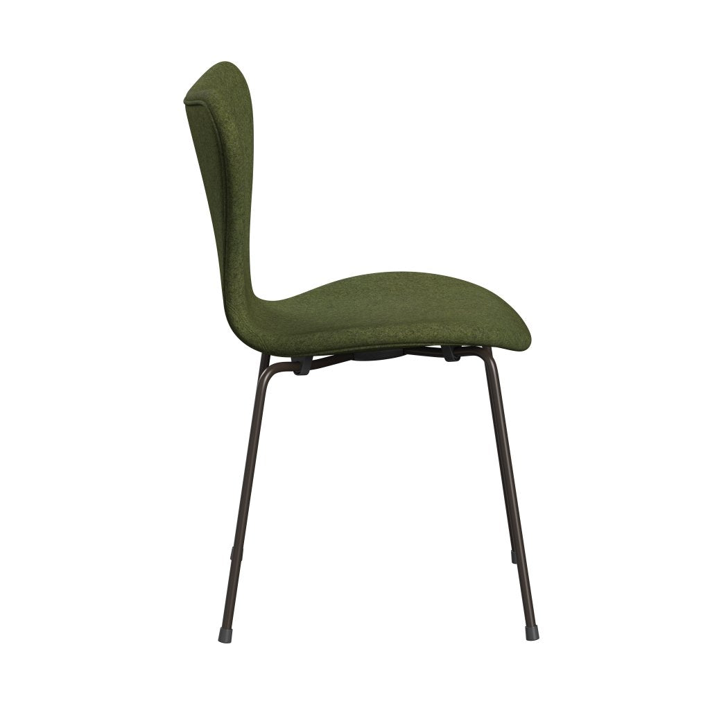 Fritz Hansen 3107 Krzesło pełna tapicerka, brązowy brąz/Divina MD Winter Green