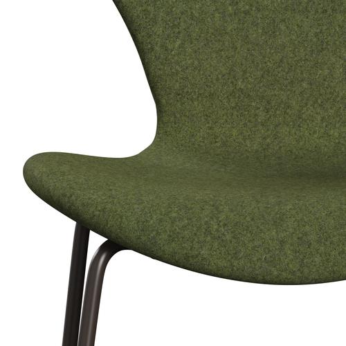 Fritz Hansen 3107 Krzesło pełna tapicerka, brązowy brąz/Divina MD Winter Green