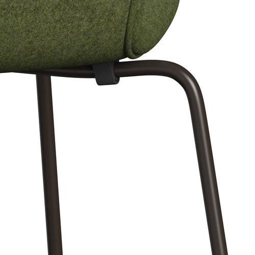 Fritz Hansen 3107 Krzesło pełna tapicerka, brązowy brąz/Divina MD Winter Green