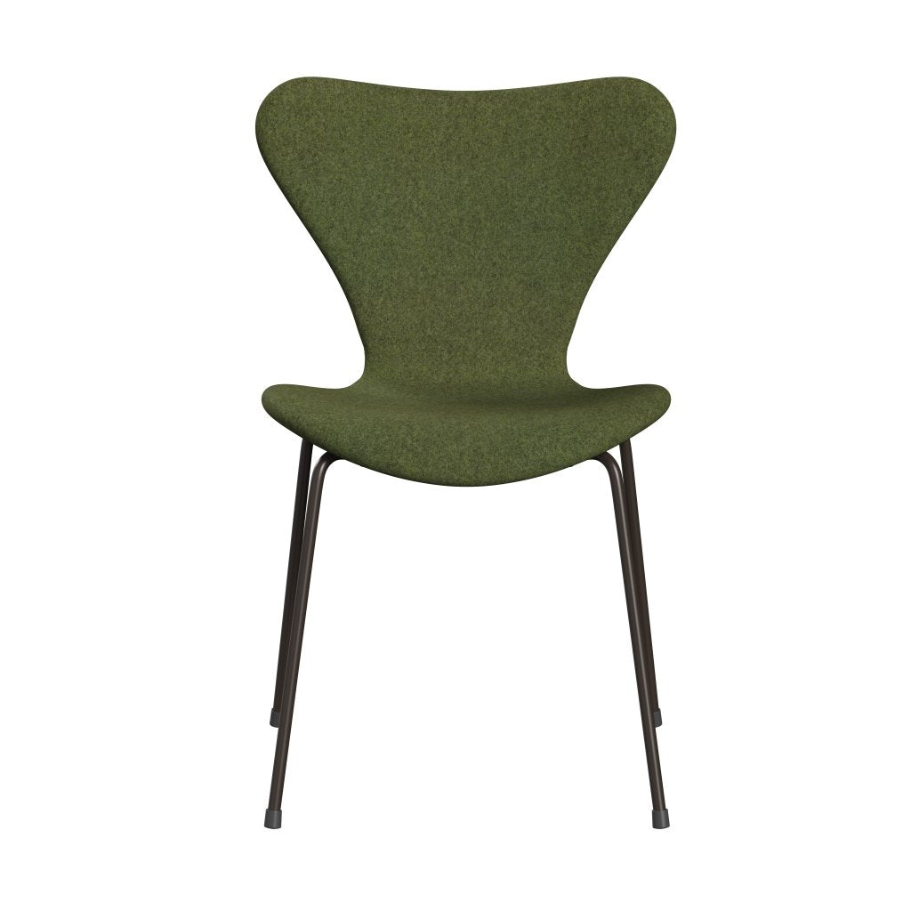 Fritz Hansen 3107 Krzesło pełna tapicerka, brązowy brąz/Divina MD Winter Green