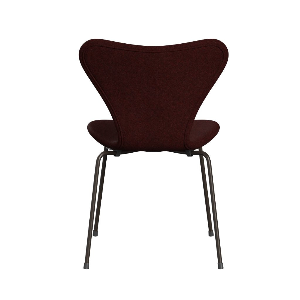 Fritz Hansen 3107 Chair Full Upholstery, Brown Bronze/Divina Melange Burgundy