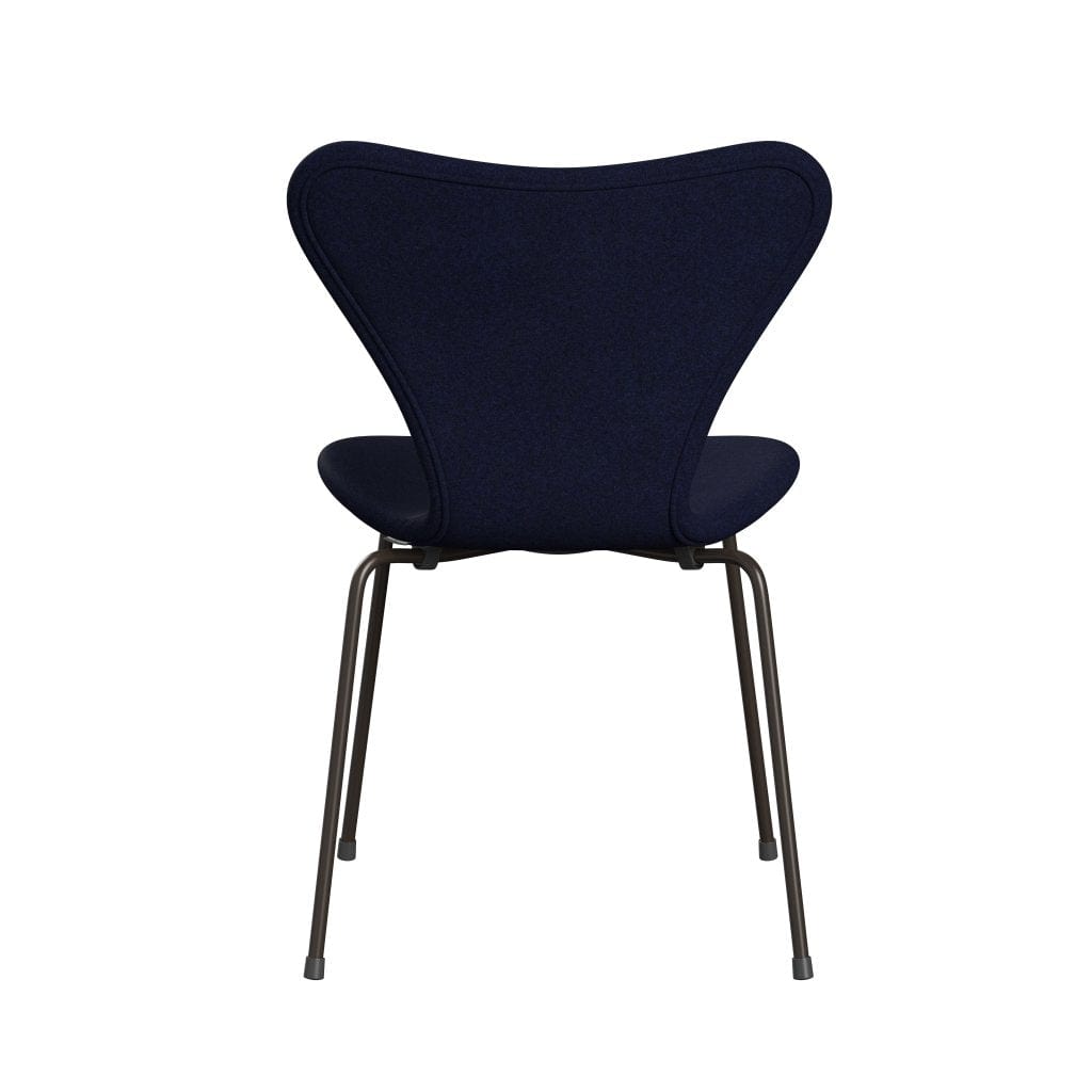 Fritz Hansen 3107 Chair Full Upholstery, Brown Bronze/Divina Melange Dark Blue