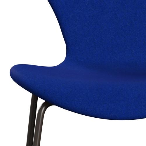 Fritz Hansen 3107 Krzesło pełna tapicerka, brązowy brąz/divina Melange Electric Blue