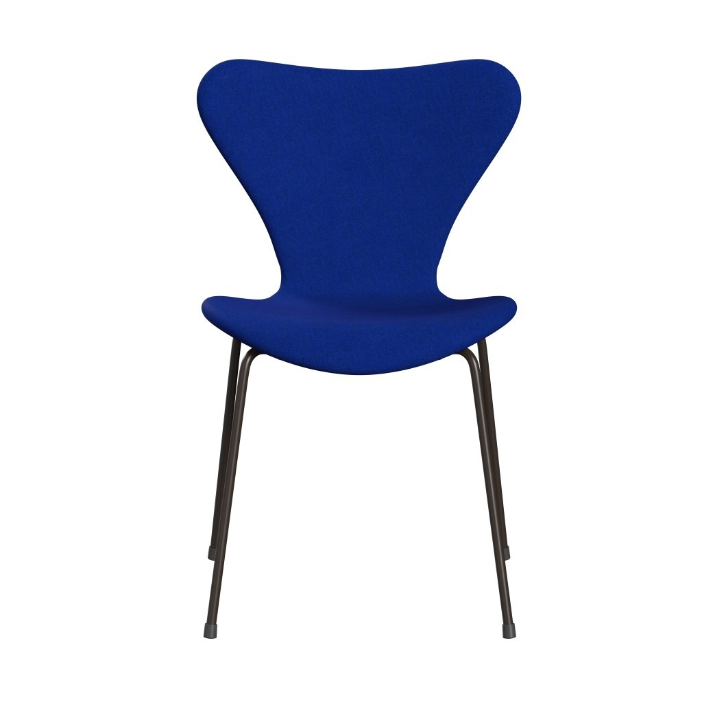 Fritz Hansen 3107 Krzesło pełna tapicerka, brązowy brąz/divina Melange Electric Blue