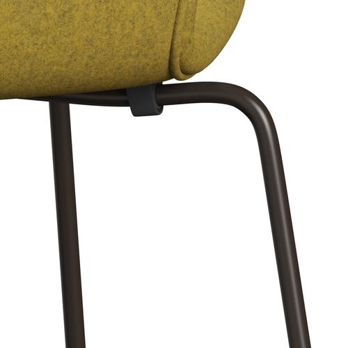 Fritz Hansen 3107 Chair Full Upholstery, Brown Bronze/Divina Melange Yellow