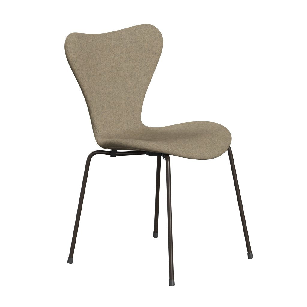 Fritz Hansen 3107 Chair Full Upholstery, Brown Bronze/Divina Melange Grey Sand