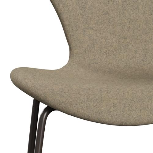 Fritz Hansen 3107 Chair Full Upholstery, Brown Bronze/Divina Melange Grey Sand