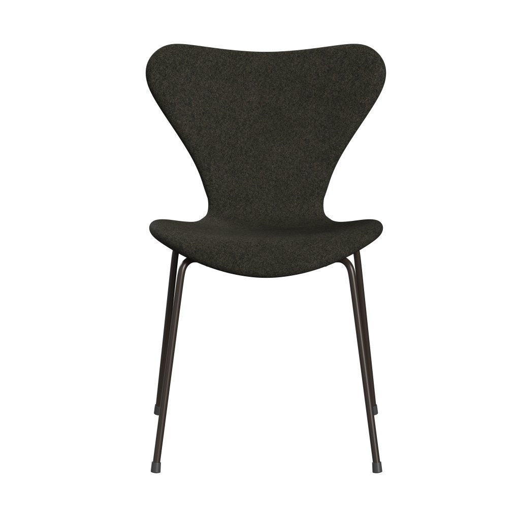 Fritz Hansen 3107 Chair Full Upholstery, Brown Bronze/Divina Melange Grey Brown