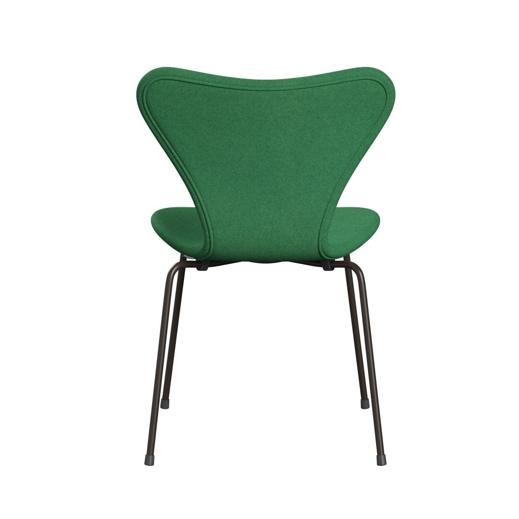 Fritz Hansen 3107 Krzesło pełne tapicerka, brązowy brąz/divina Melange Green