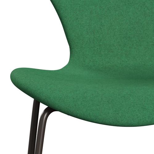 Fritz Hansen 3107 Krzesło pełne tapicerka, brązowy brąz/divina Melange Green