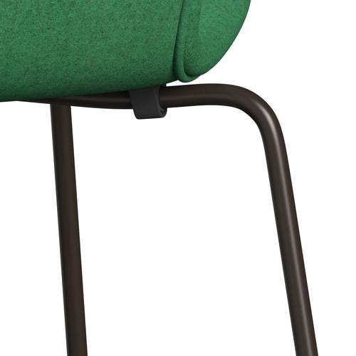 Fritz Hansen 3107 Krzesło pełne tapicerka, brązowy brąz/divina Melange Green