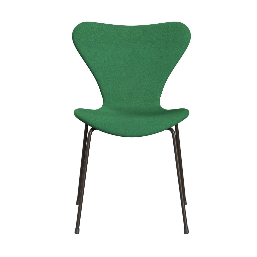 Fritz Hansen 3107 Chair Full Upholstery, Brown Bronze/Divina Melange Green