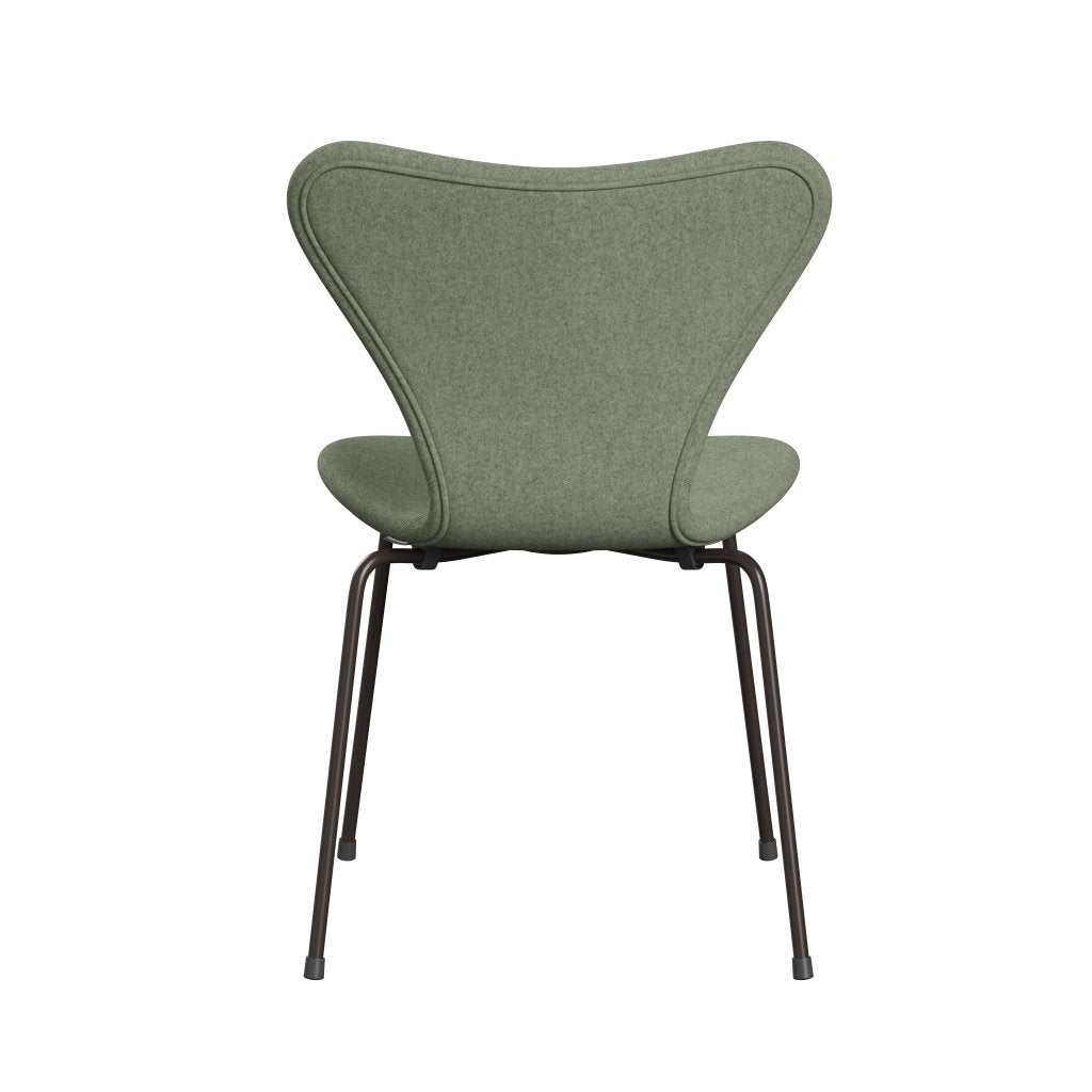 Fritz Hansen 3107 Chair Full Upholstery, Brown Bronze/Divina Melange Light Green