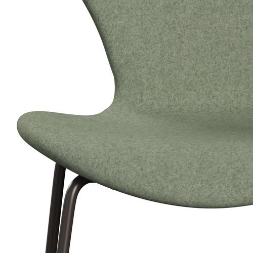 Fritz Hansen 3107 Chair Full Upholstery, Brown Bronze/Divina Melange Light Green