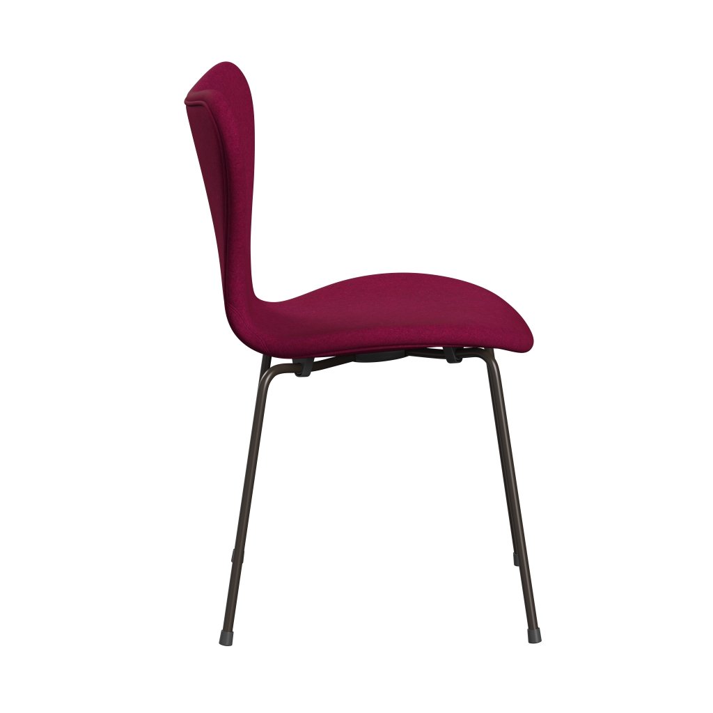 Fritz Hansen 3107 Krzesło pełne tapicerka, brązowy brąz/divina Melange Lipstick Pink