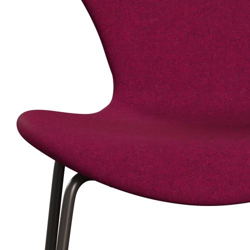 Fritz Hansen 3107 Krzesło pełne tapicerka, brązowy brąz/divina Melange Lipstick Pink