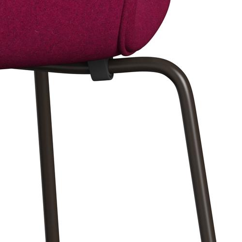 Fritz Hansen 3107 Krzesło pełne tapicerka, brązowy brąz/divina Melange Lipstick Pink