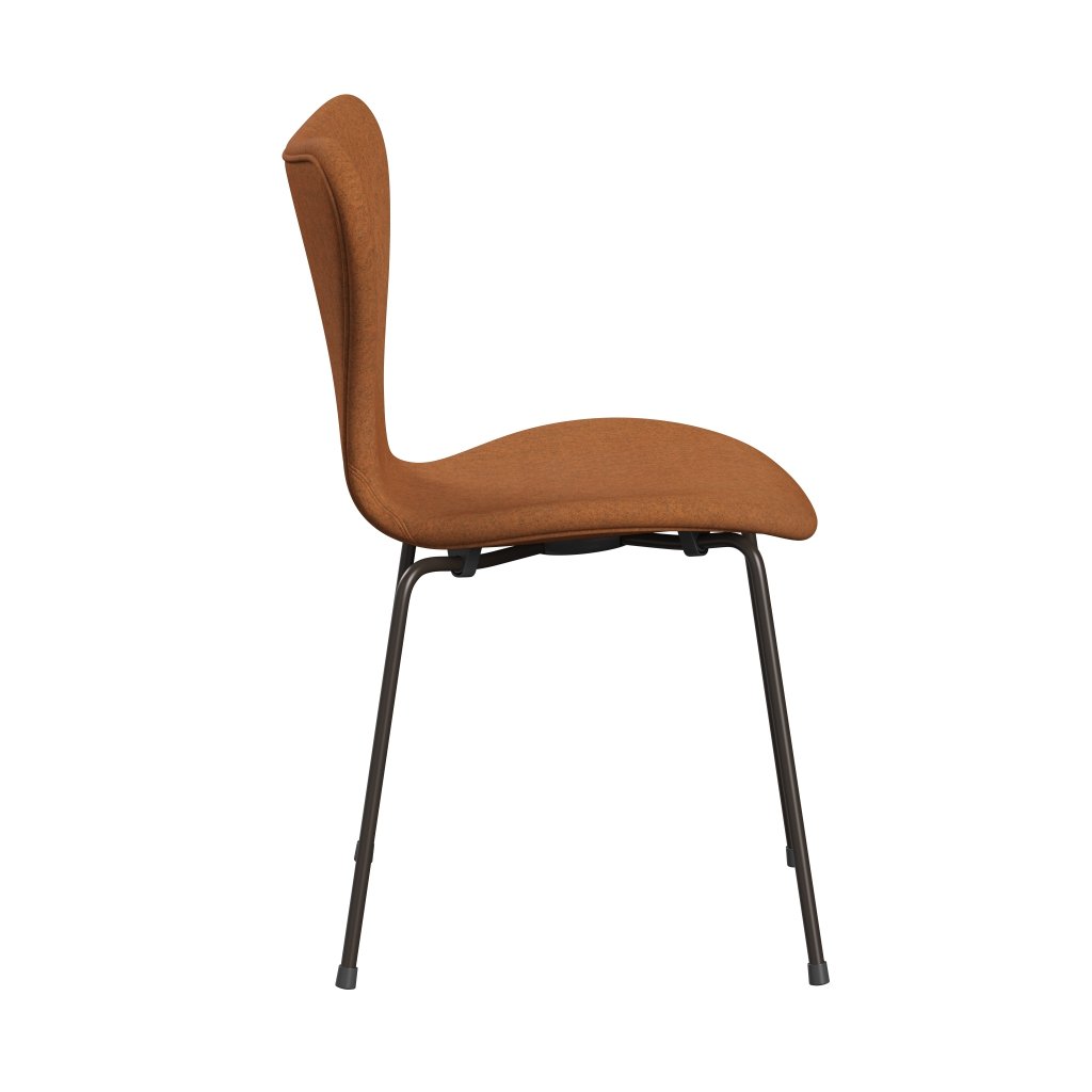 Fritz Hansen 3107 Chair Full Upholstery, Brown Bronze/Divina Melange Orange Light