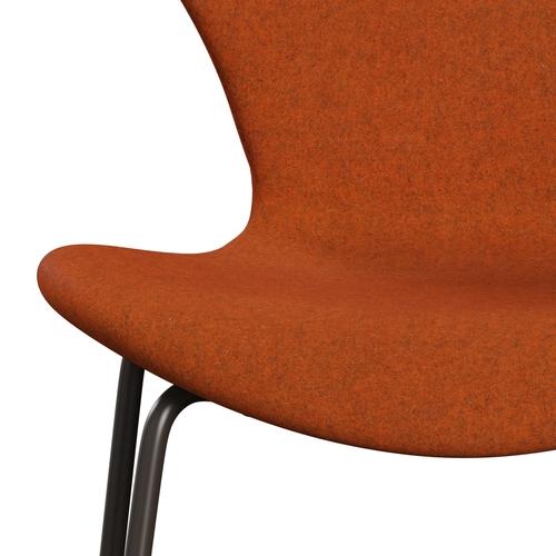 Fritz Hansen 3107 Chair Full Upholstery, Brown Bronze/Divina Melange Orange