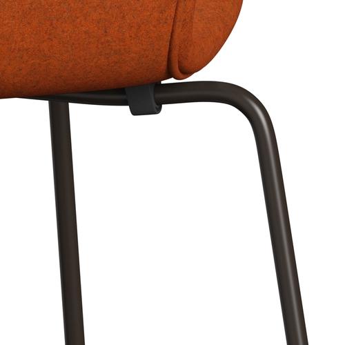 Fritz Hansen 3107 krzesło pełne tapicerka, brązowy brąz/divina Melange Orange