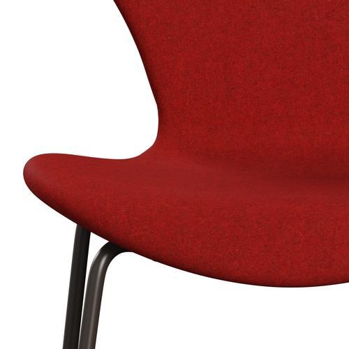 Fritz Hansen 3107 Krzesło pełne tapicerka, brązowy brąz/divina Melange Red