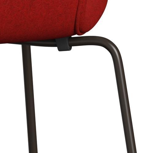 Fritz Hansen 3107 Krzesło pełne tapicerka, brązowy brąz/divina Melange Red