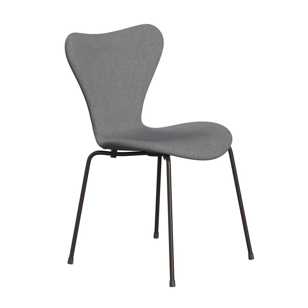 Fritz Hansen 3107 Krzesło pełne tapicerka, brązowy brąz/divina Melange Stone Grey