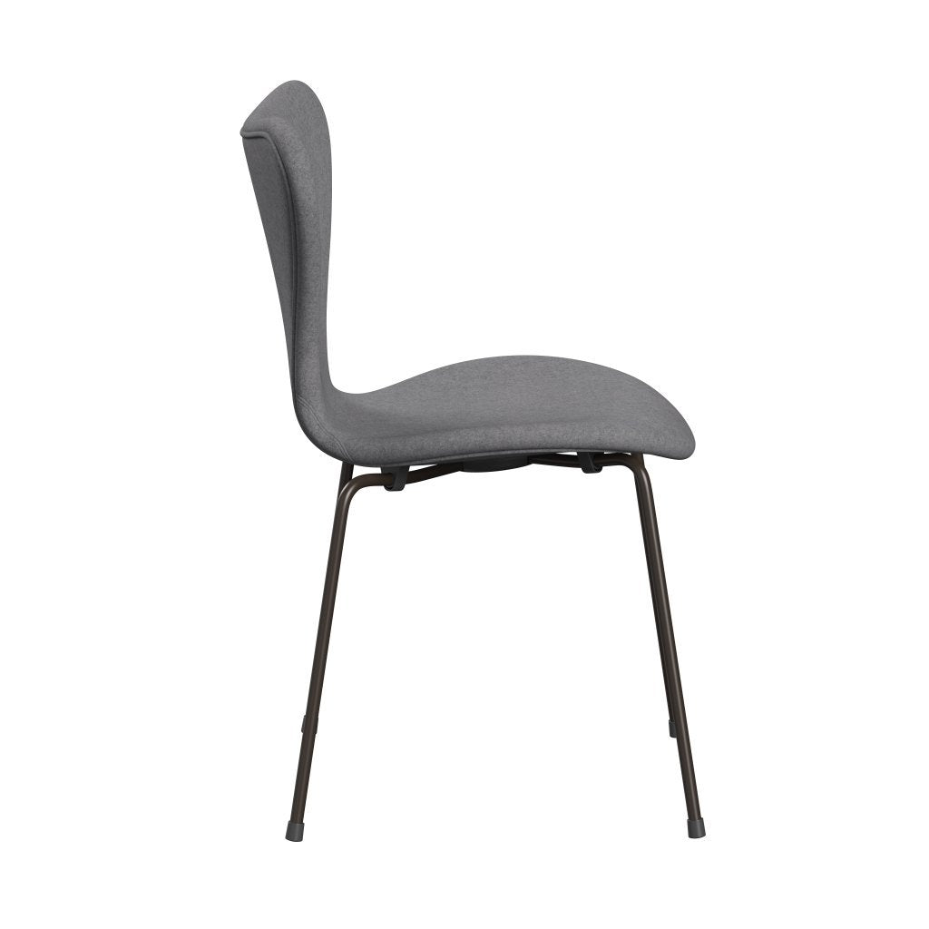 Fritz Hansen 3107 Krzesło pełne tapicerka, brązowy brąz/divina Melange Stone Grey