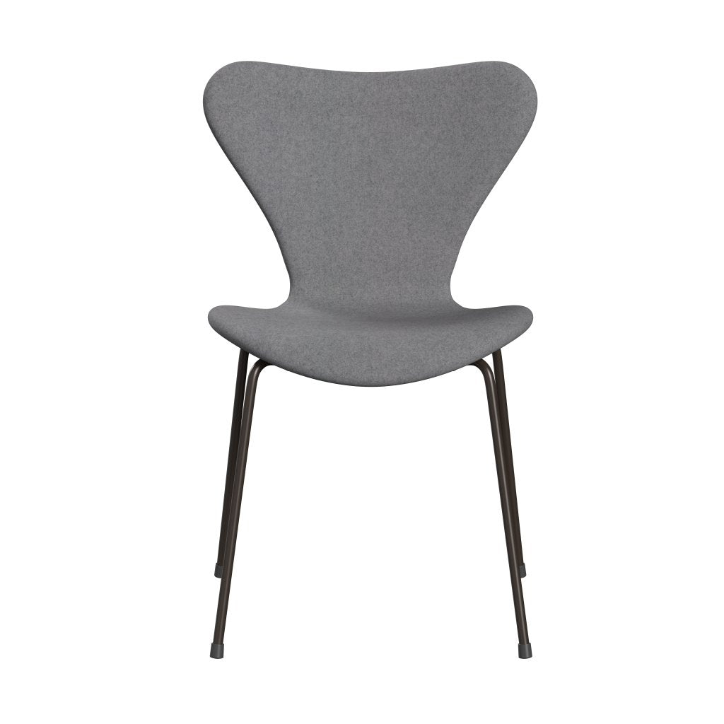 Fritz Hansen 3107 Krzesło pełne tapicerka, brązowy brąz/divina Melange Stone Grey