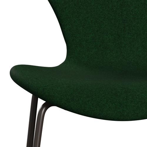 Fritz Hansen 3107 Chair Full Upholstery, Brown Bronze/Divina Melange Forest Green