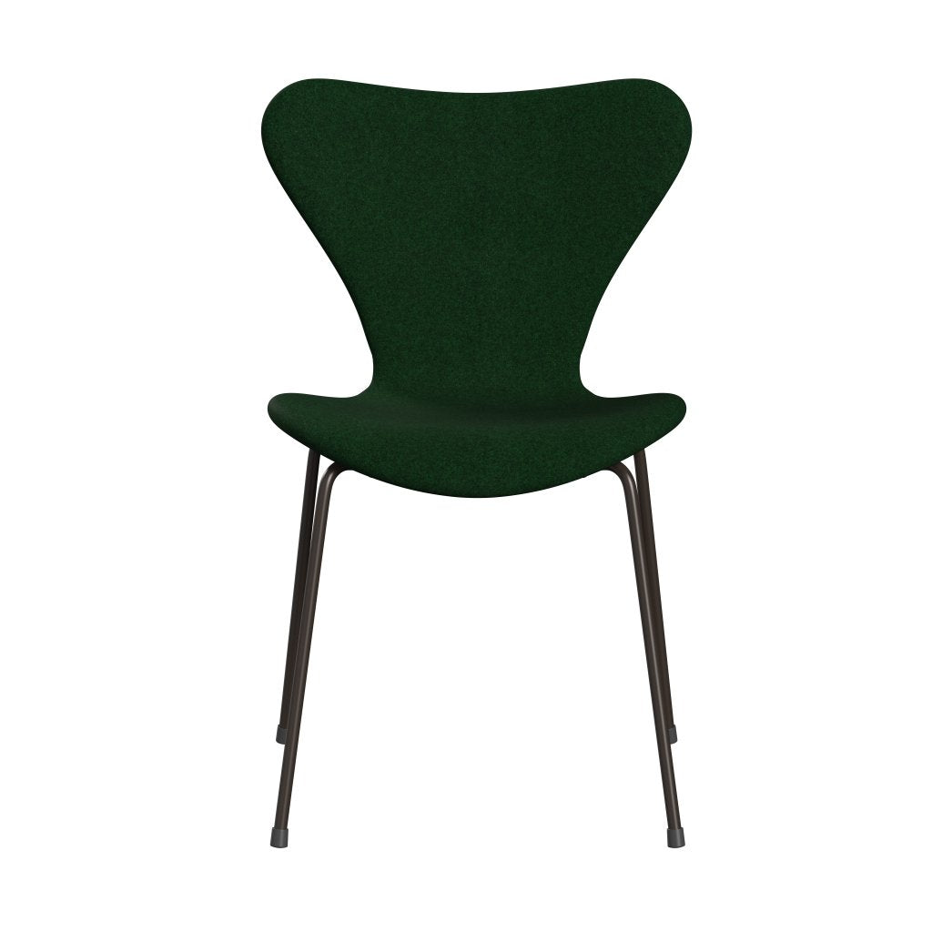 Fritz Hansen 3107 Chair Full Upholstery, Brown Bronze/Divina Melange Forest Green