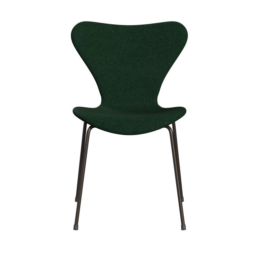 Fritz Hansen 3107 Chair Full Upholstery, Brown Bronze/Divina Melange Warm Dark Green