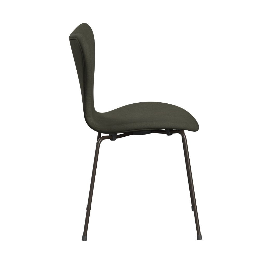 Fritz Hansen 3107 Chair Full Upholstery, Brown Bronze/Divina Military Green