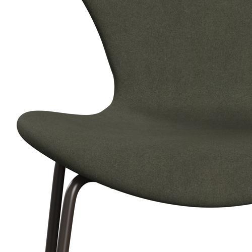 Fritz Hansen 3107 Chair Full Upholstery, Brown Bronze/Divina Military Green