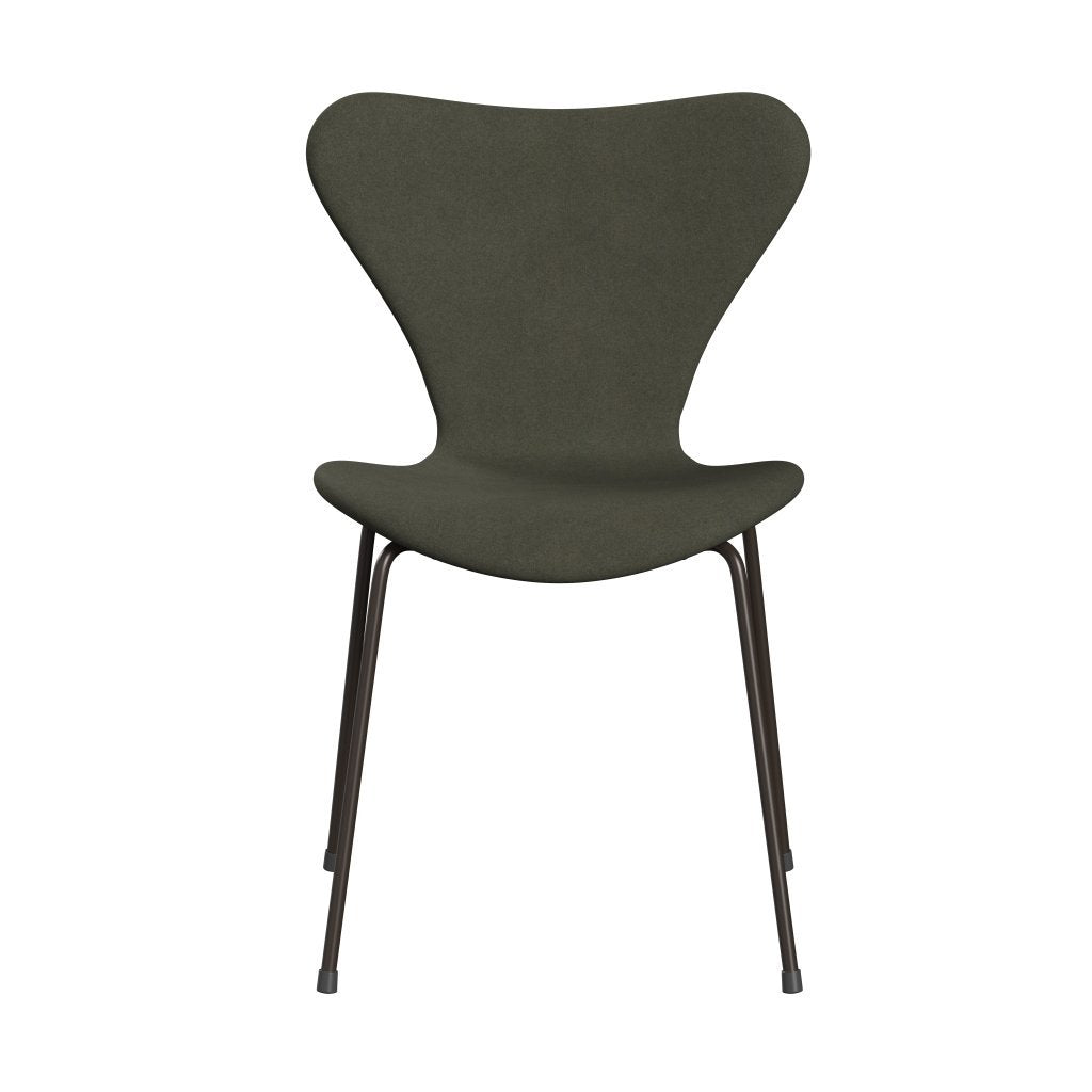 Fritz Hansen 3107 Chair Full Upholstery, Brown Bronze/Divina Military Green