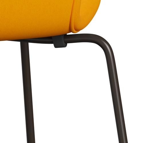 Fritz Hansen 3107 Chair Full Upholstery, Brown Bronze/Divina Orange (Div426)