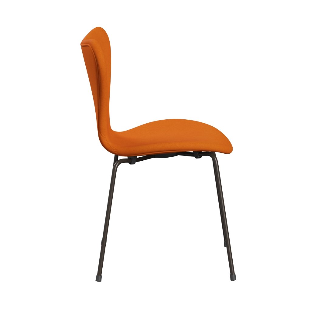 Fritz Hansen 3107 Chair Full Upholstery, Brown Bronze/Divina Orange (Div444)